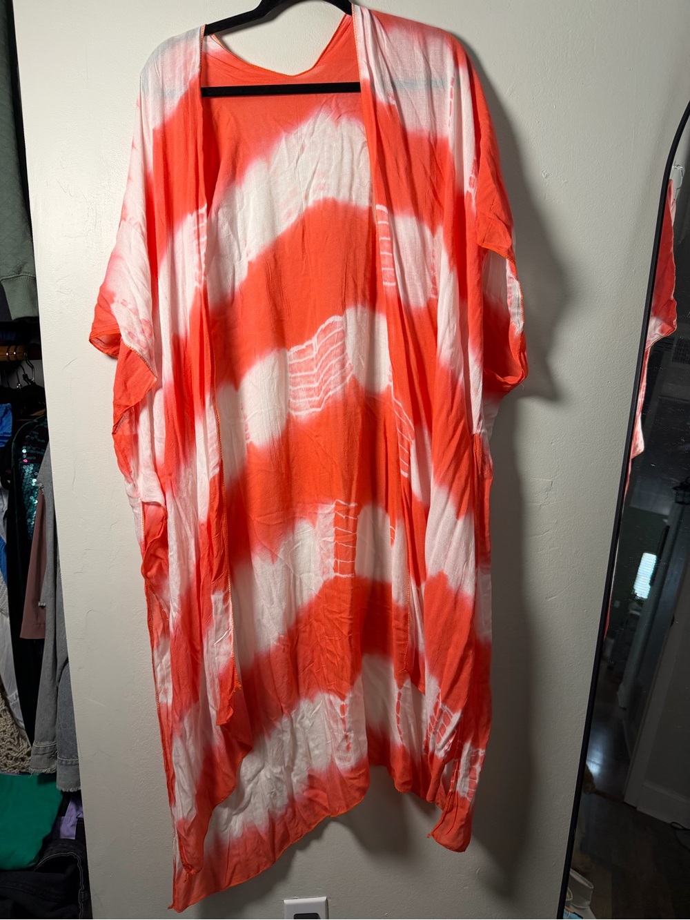 Carly Jean Los Angeles Orange and White Tie-Dye Swim Sarong Cover-Up